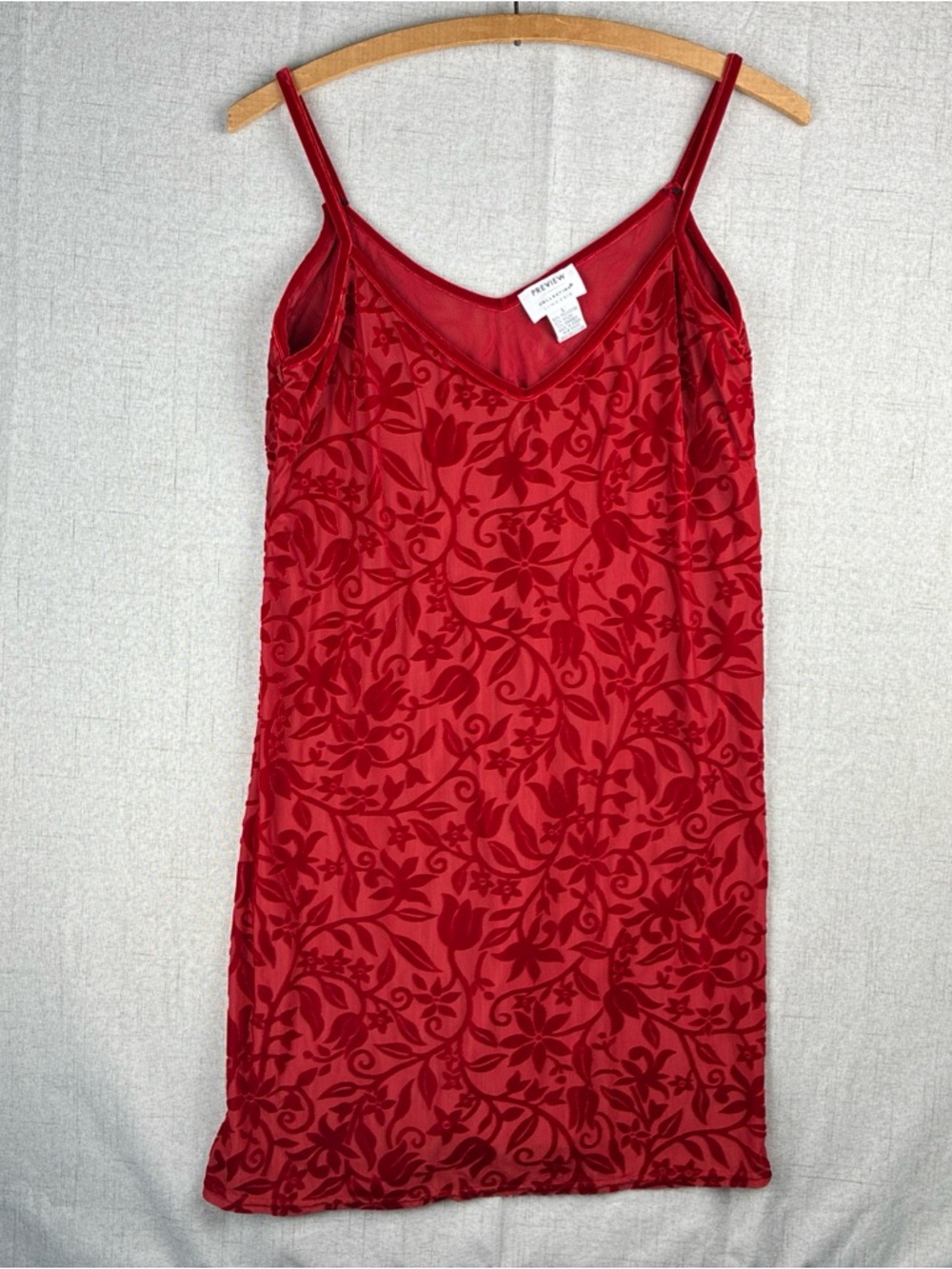 Red Velvet Camisole XS S Babydoll Floral Burnout Lingerie Vampy Vixen Vintage